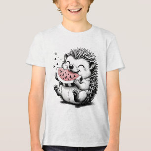 Mooie Egel Die Watermeloen Eet Kunst Tri-Blend Shirt