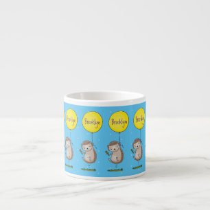 Mooie egel en ballon cartoonpatroon espresso kop