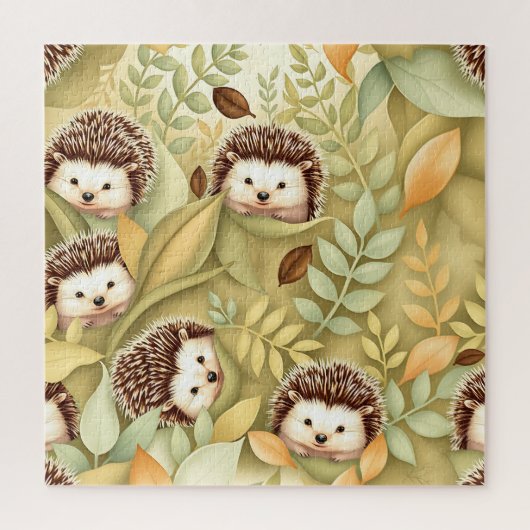 Mooie Egel Herfstbladeren Patroon Legpuzzel (Verticaal)