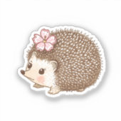 Mooie Egel met Bloem Waterverf Sticker (Voorkant)