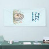 Mooie egel met lantaarn verjaardag spandoek (Beurs)