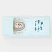 Mooie egel met lantaarn verjaardag spandoek (Horizontaal)