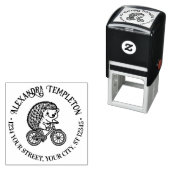 Mooie Egel op Fiets Naam Retouradres  Zelfinktende Stempel (In situ)