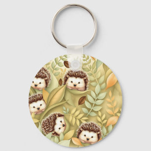 Mooie Egelpjes Herfstbladeren Patroon Sleutelhanger