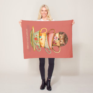 Mooie Egeltjes Theekopjes Roze Peuter Baby Fleece Deken