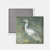 Mooie Egret Shorebird Beach House Art Magneet (Voorkant / Achterkant)