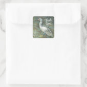 Mooie Egret Shorebird Wading Art bedankt Vierkante Sticker (Tas)