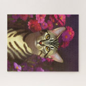 Mooie Egyptische Mau Cat in een nachttuin Legpuzzel (Horizontaal)