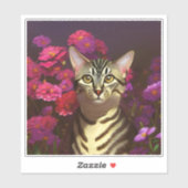 Mooie Egyptische Mau Cat in een nachttuin Sticker (Vel)