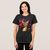 Mooie Egyptische Mau Cat in een nachttuin Tri-Blend Shirt (Voorkant volledig)