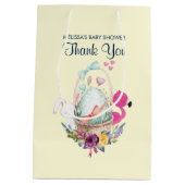 Mooie ei, roze flamingo en konijn, waterverf medium cadeauzakje (Achterkant)