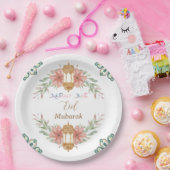 Mooie Eid Mubarak|Ramadan Bloemen Krans Lamp Papieren Bordje (Feest)