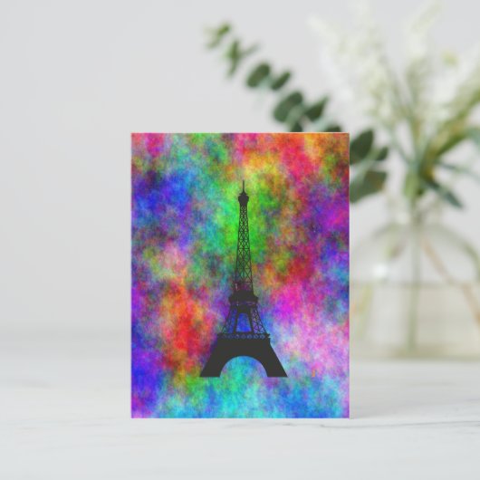 Mooie Eiffeltoren Parijs, kleurrijk wasgoed, effec Briefkaart (Staand voorkant)