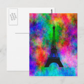 Mooie Eiffeltoren Parijs, kleurrijk wasgoed, effec Briefkaart (Voorkant / Achterkant)