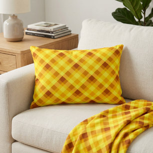 Mooie eigeelgele Gingham Accentkussen Accent Kussen