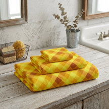 Mooie eigeelgele Gingham badhanddoekenset