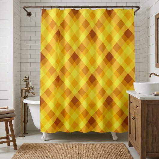 Mooie eigeelgele Gingham douchegordijn
