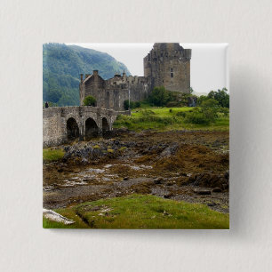 Mooie Eileen Donan Castle in het westen van Dornie Vierkante Button 5,1 Cm