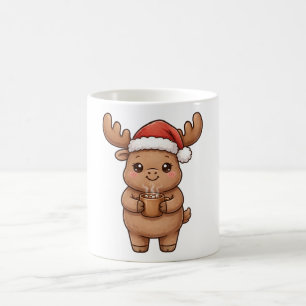 Mooie Eland Kerstman Hoed Warme Chocolade Kerst Mo Koffiemok