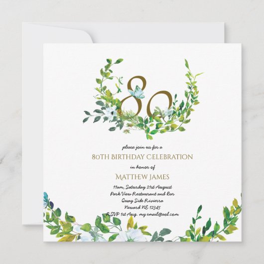 Mooie Elegant 80e verjaardag Uitnodigingen voor vr (Voorkant)
