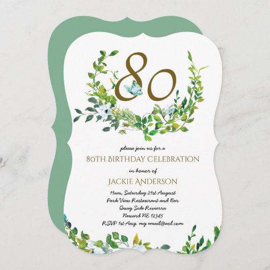 Mooie Elegant 80e verjaardag Uitnodigingen Wo/Man (Voorkant / Achterkant)