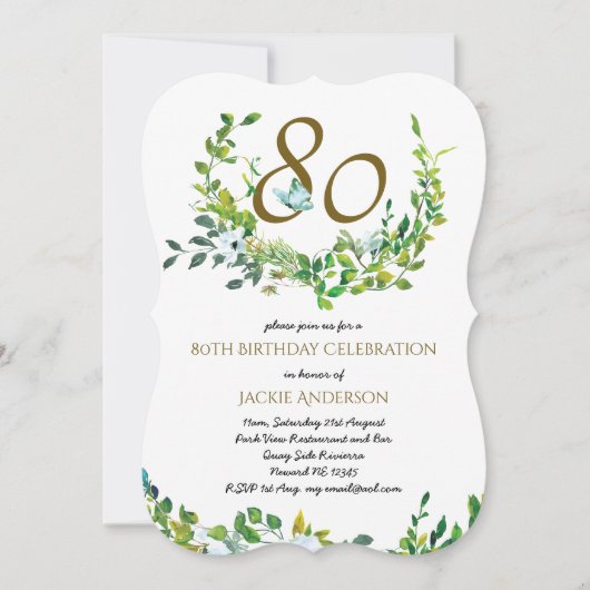 Mooie Elegant 80e verjaardag Uitnodigingen Wo/Man (Voorkant)