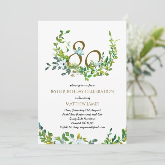 Mooie Elegant 80th Birthday Invitations Moeder Kaart (Staand voorkant)