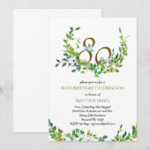 Mooie Elegant 80th Birthday Invitations Moeder Kaart (Voorkant / Achterkant)
