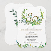 Mooie Elegant 80th Birthday Invitations Voman Kaart (Voorkant / Achterkant)