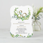 Mooie Elegant 80th Birthday Invitations Voman Kaart (Staand voorkant)