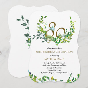 Mooie Elegant 80th Birthday Invitations Voman Kaart