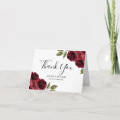 Mooie Elegant Burgundy Red Flowers Weddenschap Bedankkaart (Voorkant)