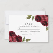 Mooie Elegant Burgundy Red Flowers Weddenschap RSVP Kaartje (Voorkant)