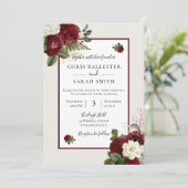 Mooie Elegant Burgundy Red Romantic bruiloft in Kaart (Staand voorkant)