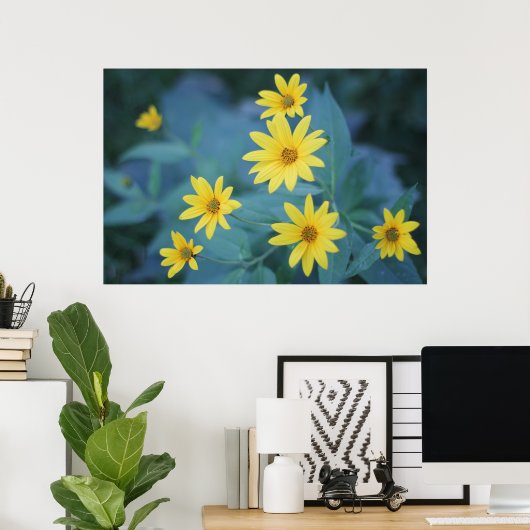 Mooie Elegant Daisy Sunchoke Yellow Flowers Poster (Thuiskantoor)