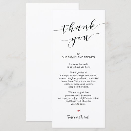 Mooie Elegant Dank u Plaats Instelling Kaart (Voorkant / Achterkant)
