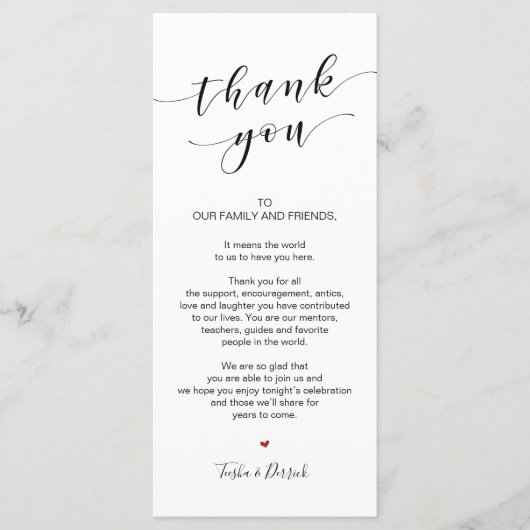 Mooie Elegant Dank u Plaats Instelling Kaart (Voorkant)
