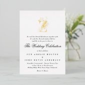 Mooie Elegant Floral GOLD Monogram Weddenschap Folie Uitnodiging (Staand Voorkant)