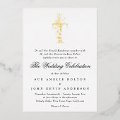 Mooie Elegant Floral GOLD Monogram Weddenschap Folie Uitnodiging (Voorkant)