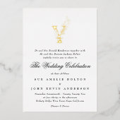 Mooie Elegant Floral GOLD Monogram Weddenschap Folie Uitnodiging (Voorkant)