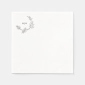 Mooie Elegant Floral Sketched Monogram Weddenschap Servet (Voorkant)