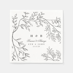 Mooie Elegant Floral Sketched Wedding Servet