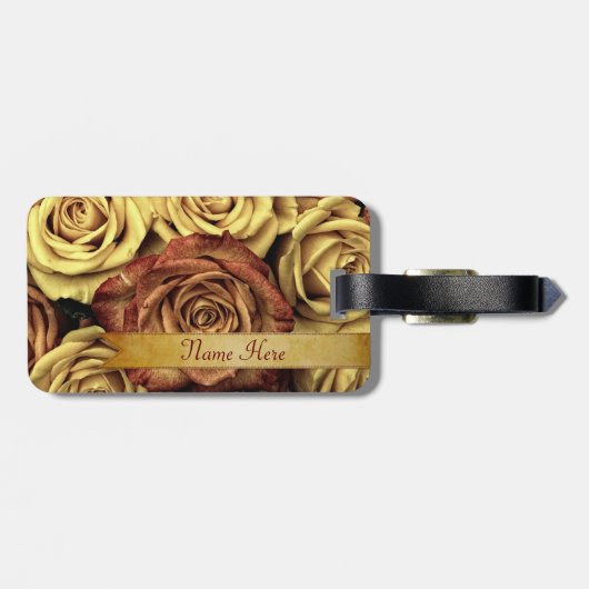 Mooie Elegant  gele rozen met lint Bagagelabel (Achterkant horizontaal)