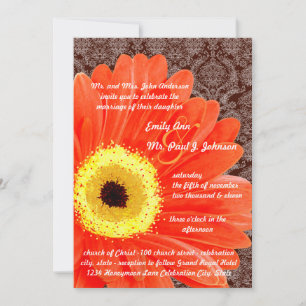 Mooie Elegant Gerber Daisy Wedding Uitnodiging
