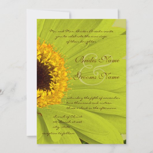 Mooie Elegant Gerber Daisy Wedding Uitnodiging (Voorkant)
