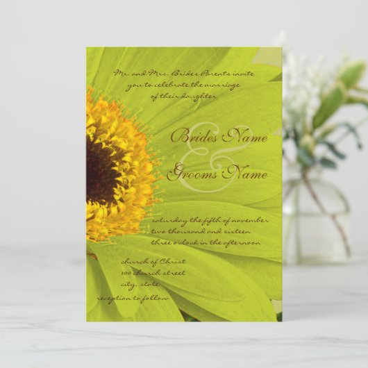 Mooie Elegant Gerber Daisy Wedding Uitnodiging (Staand voorkant)