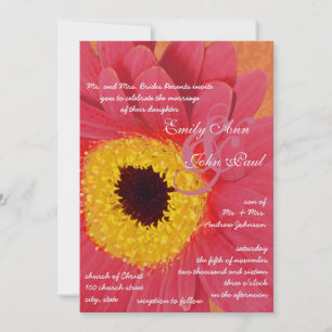 Mooie Elegant Gerber Daisy Wedding Uitnodiging