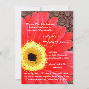 Mooie Elegant Gerber Daisy Wedding Uitnodiging