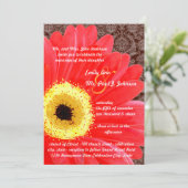 Mooie Elegant Gerber Daisy Wedding Uitnodiging (Staand voorkant)