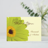 Mooie Elegant Green Gerber Daisy Wedding Bedankkaart (Staand voorkant)